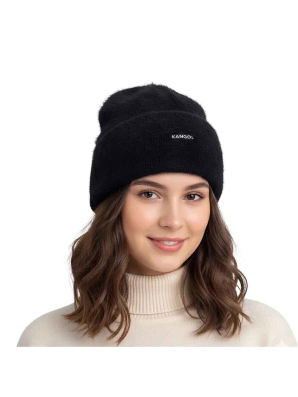Vintage Y2K KANGOL Furgora pull on black fuzzy cuff beanie skull cap OS